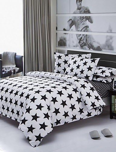 wwgy Factory Direct Starry Bedlinen White And Black Printed Comforters Plain Cotton Bedding Set Twin Queen King Wholesale , queen