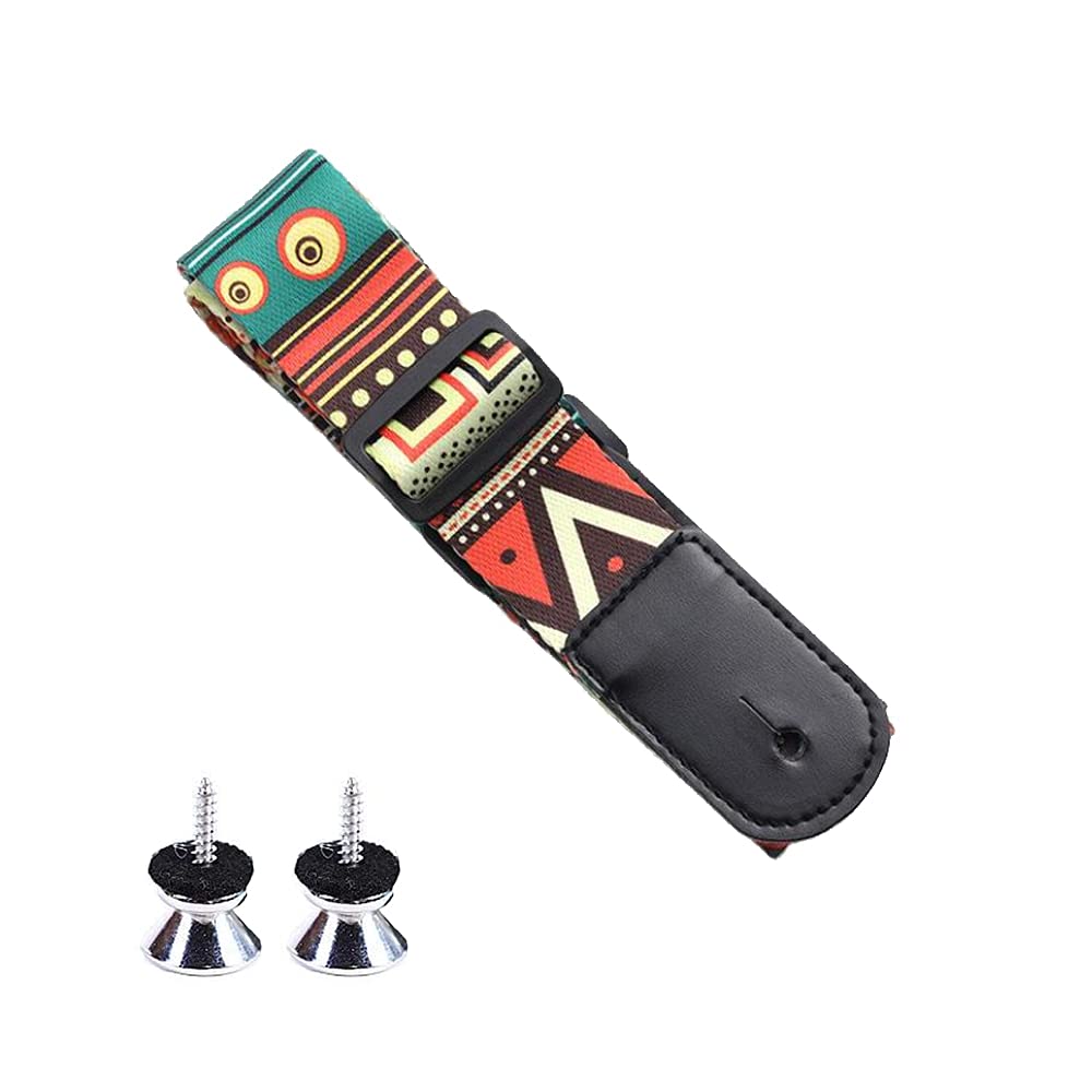 通用 Vintage Woven Guitar Strap Adjustable Guitar Starp Leather Ends Guitar Shoulder Strap for All Ukulele or Small Guitar