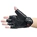 Men’s Summer Motorcycle Gloves Fingerless Leather Motorcycle Cycling Gloves with Knuckle Armored(G11-Black,L)
