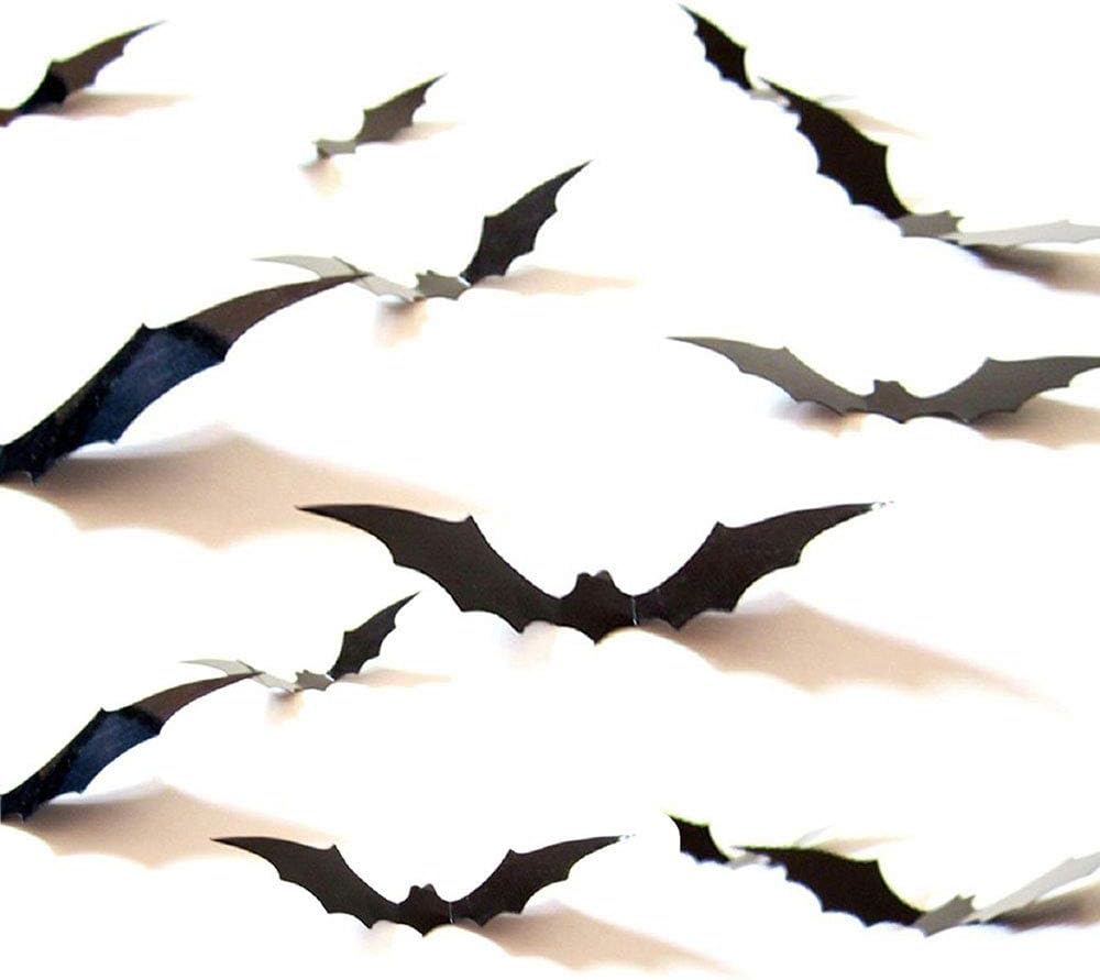 96pcs Halloween Bats Decorations Halloween Wall Decorations Bat Stickers Wall Decals PVC 3D Wall Bats Scary Stickers Halloween Party Decorations Indoor Outdoor DIY Home Window Door Décor