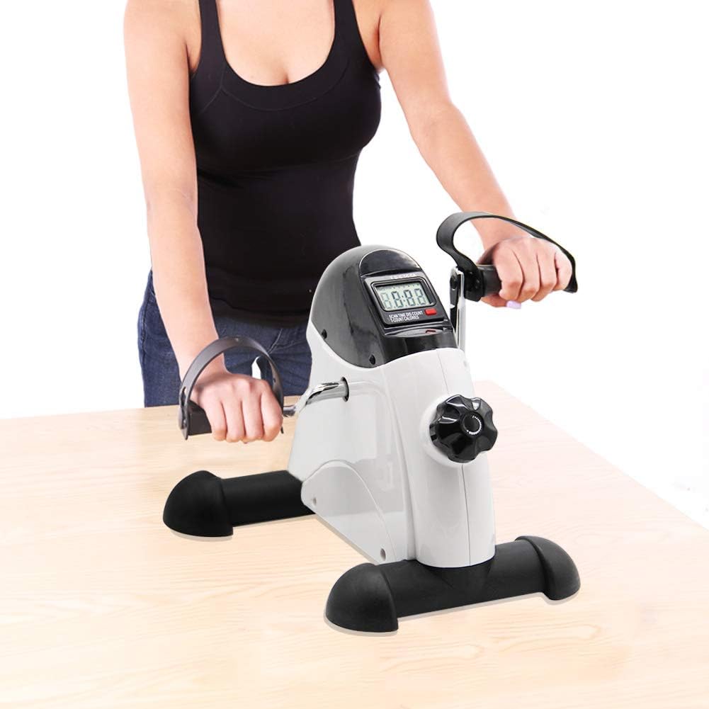 Hausse Portable Exercise Pedal Bike for Legs and Arms, Mini Exercise Peddler with LCD Display, White: Health & Personal Care