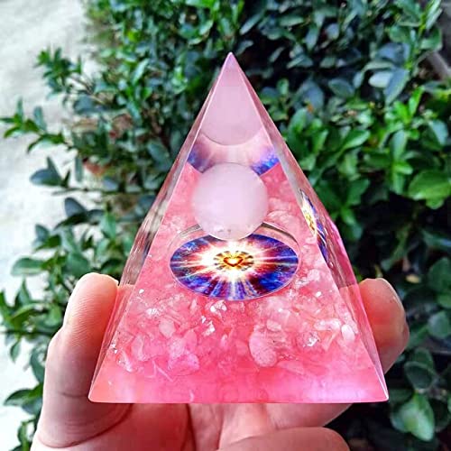 ycyingcheng Rose Crystal Pink Crystal Pyramid, Pink Quartz Crystal Positive Energy Generator Orgonite Pyramid Protection Pyramid Energy Crystal for Valentine's Day Anniversary Holiday