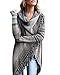 FISACE Women Elegant Aztec Stripes Fall Tassels Slash Hem Cardigan Loose Sweater Poncho