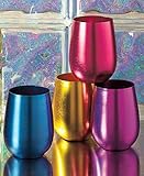 Stemless Wine Glasses Retro Colored Shatterproof Set of 4