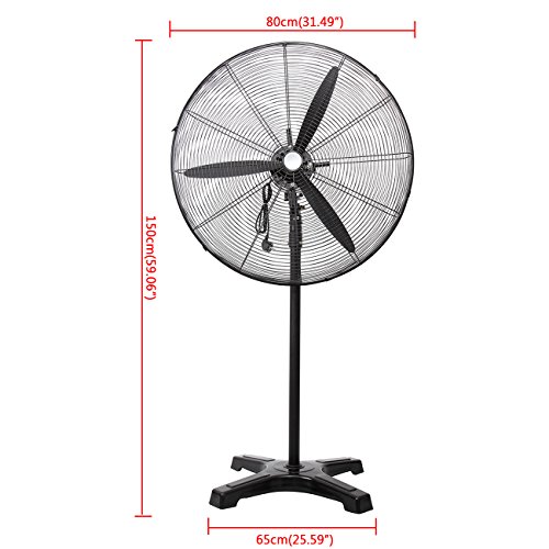 PanelTech Pedestal Fans High Velocity Metal Stand Industrial Fan 30 inch, 3 Speed Settings with 55"-71" Height Adjustment