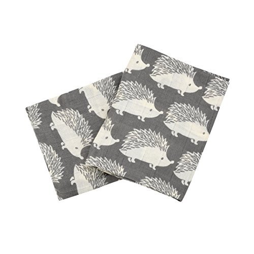 Milkbarn Organic Cotton Burp Cloths (2 pack) (Grey Hedgehog)