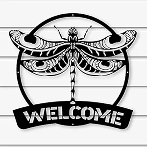 Customized Dragonfly Monogram - Housewarming Gift - Personalized Gift - Farm Sign - Door Hanger - Metal Name Sign - Modern Decor - Wedding Gift - Mothers Day Gift - Garden Decor - Farmhouse Decor