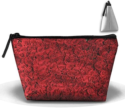 UEYYP Red Rose Sea Women's Cute Zippered Makeup Bag Large Trapezoidal Cosmetic Travel Bag Portable Pouch Multifunction Toiletries Organizer Bag
