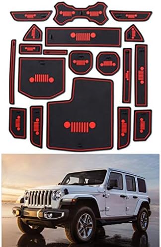 plzlm 19Pcs Replacement for Jeep Wrangler JL 2018 Door Groove Mat Anti-Slip Cup Pad Interior Decoration Accessory