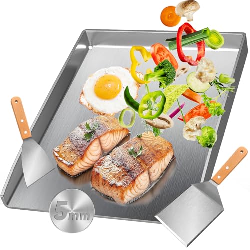 Camxon Universelle Edelstahl Plancha Grillplatte 40.5×31CM mit 5MM verdickt