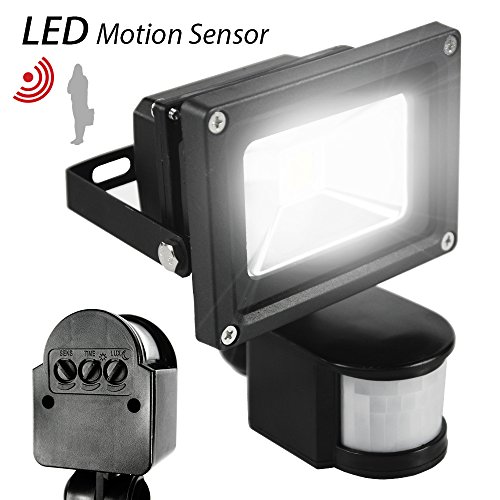 eTopLighting 10 Watt LED Motion Sensor PIR Flood Light for Indoor Outdoor Use, APL1177, Daylight White