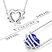 2017 Graduation Jewelry Gifts - CAROLIER Blue Heart Pendant Necklace Made with Swarovski Crystas Engraved 