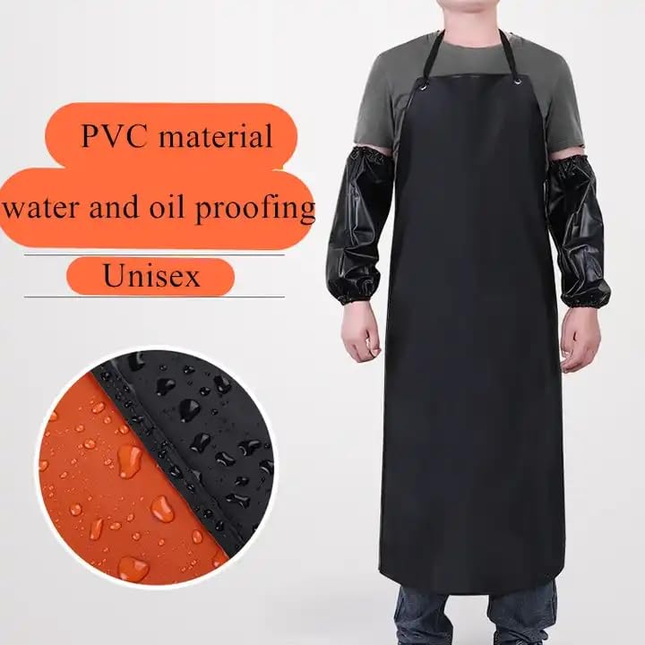High Strength Adjustable Waterproof Apron Industrial Work PVC Rubber Oil Resistant for Factory, Slaughterhouse and Butcher - Men and Women