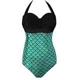 Women's One Piece Swimsuit Glitter Mermaid Plus Size Tankini Halter Beach Bikini Sets for Women