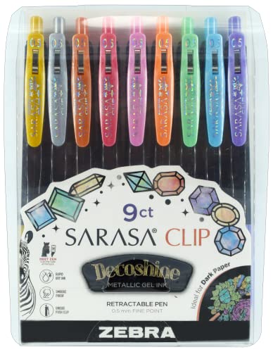 Zebra SARASA Clip Metallic Gel Pen 9-Pack