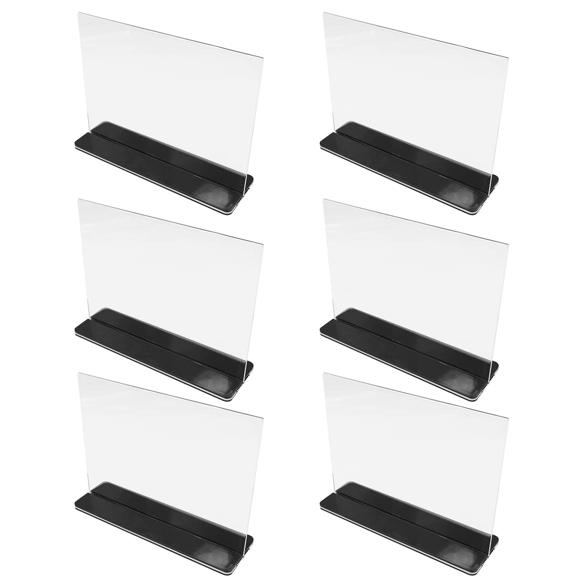 VOANZO 6pcs A5 Landscape Menu Holder with Base Acrylic Double-Sided Display Table Sign Holder Clear Counter Top Poster Holder T Stand