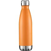 HASLE OUTFITTERS 17oz Stainless Steel Water Bottles, Vacuum Insulated Water Bottles Double Walled Powder Coated Reusable Metal Sports Water Bottles Keep Drinks Hot and Cold, Orange, 1Pack