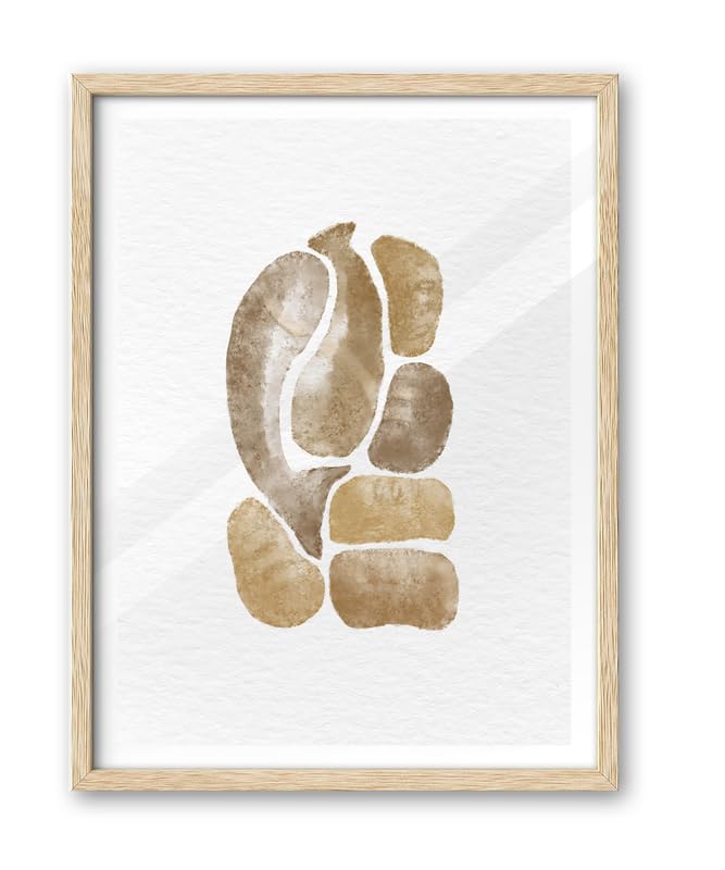 IHery 12x16in Large Natural Beige Dimensional OAK Wood Picture Frame With High Transparency Acrylic Glass, Truly OAK Wood Logs Photo Frames Minimalistic Design Narrow Border Set Of 3