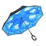 Ylovetoys Double Layer UV Proof and Windproof Inverted Umbrella for Car Outdoor (Sky Blue)