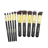 Dermatique Gold Makeup Brush Set, Beauty Blending, Face Powder, Blush Brushes Perfect for Use as Bronzer Brush, Concealer Brush, Contour Brush, Cosmetic Brush, Foundation Brush, etc. (10 pcs, Gold)