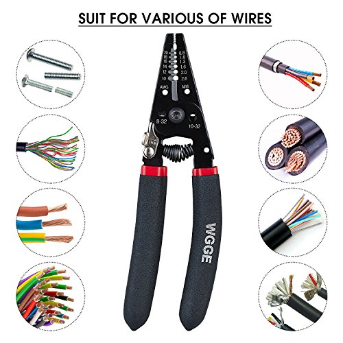 WGGE WG-013 Wire Stripper and Cutter 7'',Cuts, strips wire and loops 10-20 AWG Solid and (0.8-2.6mm) Stranded - Thumbnail 5
