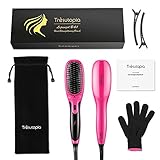 Trèsutopia Ionic Hair Straightening Brush with Fast Heated MCH Technology, Anti-Scald and Temperature Lock Function, 265 °F - 450 °F, 100-240 V Worldwide Voltage (Hot Pink)