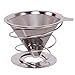 Khaw-Fee SST1 Pour Over Coffee Dripper - Permanent, Reusable Stainless Steel Pour Over Microfilter and Stand - Paperless - Single Serve Cup - Portable - Enjoy Full Bodied Coffee at Home or Work (1)