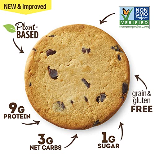 LENNY & LARRY’S COOKIE, CHOCOLATE CHIP, SOFT BAKED, 9G PLANT PROTEIN, 3G NET CARBS, VEGAN, NON-GMO, 1.6 OUNCE COOKIE (PACK OF 12) – PACKAGING MAY VARY