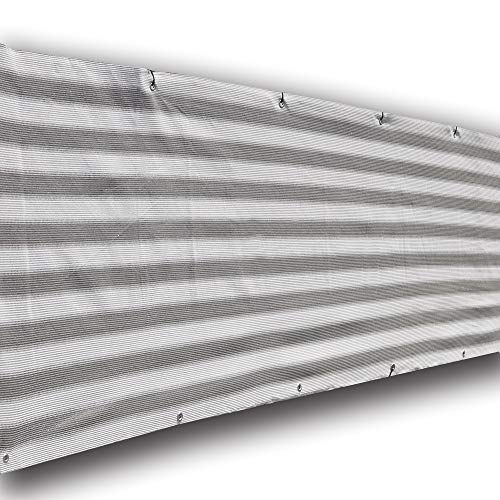 Alion Home© Elegant Privacy Screen Windscreen Mesh for Porch, Railing, Backyard, Deck, Patio, Balcony, Pool, Fence - Grey/White (35'' x 26')