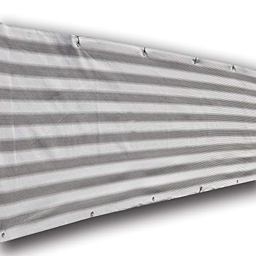 Alion Home Elegant Privacy Screen Windscreen Mesh for Porch, Railing, Backyard, Deck, Patio, Balcony, Pool, Fence. 35 in Height Grey/White(35