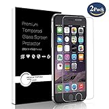 iPhone 6 /6S /7 /8 Screen Protector, Liaointec 2-Pack 0.3mm Ultrathin Tempered Glass Premium High Definition (HD) / 9H Hardness / Explosion Proof Front Screen Protector