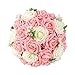Febou Wedding Bouquet Bride Bridesmaid Toss Bouquet Bridal 9 inch Rose Bouquet Artificial Flowers for Wedding Party and Church (White + Pink)