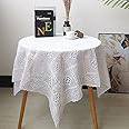 BMIDRUT 90cm Blauw Vintage Gehaakte Kant Doilies Gehaakte Tafelkleden Ronde Handgemaakte Katoenen Tafelhoes Tafel Topper Bruiloft Thuis Party Decor (Blauw