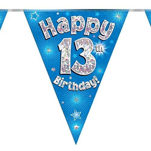 13th Birthday Blue Birthday Party Flag Banner Bunting Age 13