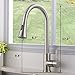 KINGO HOME Commercial High Arch Stainless Steel Single Lever Brushed Nickel Pull Down Sprayer Kitchen Faucet, Kitchen Sink Faucet with Dual Function Spout Sprayer