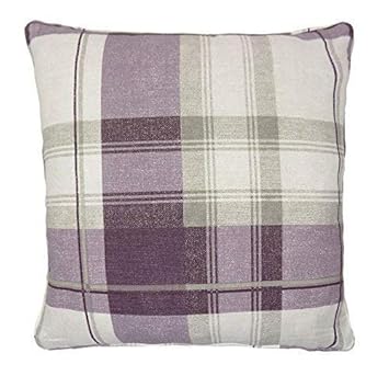 Classic Tartan Check Plaid 100 Cotton Plum Cream Cushion Cover To