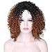 YOURWIGS Ombre Synthetic Wigs for Black Women Brown Kinky Curly Ladies Wig Realistic Looking Heat Resistant Full Wigs 16'' with Wig Cap Z083