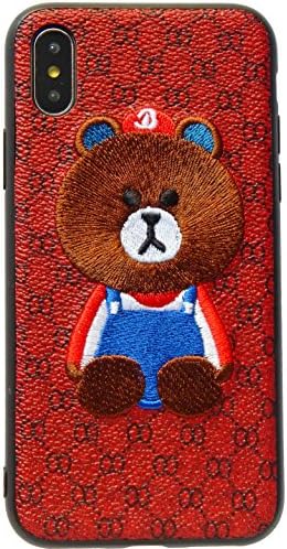 (IPXHYCXXRD) 3D Bear Embroidery Design Hybrid case for iPhone X/iPhone Xs (5.8 inch/ 2017-2018)- SNK Retail Packaging
