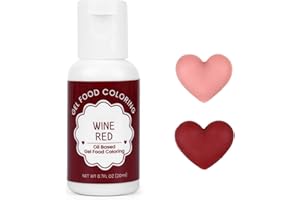 MILOVIN Oil Based Food Coloring for Chocolate, 20ml Edible Wine Red Oil Based Food Coloring Gel for Cake Decorating, Sugar, Candy Melts, Baking, Cookies, Icing Frosting, Meringues, Cream- 0.7 Fl. Oz(Wine Red)