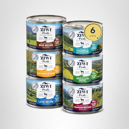 ZIWI PEAK WET DOG FOOD VARIETY PACK – BEEF, CHICKEN, LAMB, MACKEREL, TRIPE, VENISON, 6 PACK (6OZ EACH)