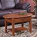 Haven Ridge One Drawer Solid Wood Oval Coffee Table with Shelf, Medium Oak Brown – Leick Home, 9044-MED