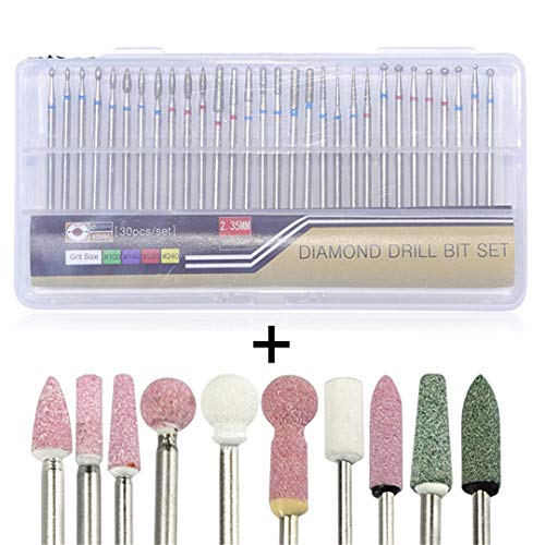 40Pcs Diamond+Ceramic Stone Milling Sets Nail Drill Bit Accessory Electric Manicure Salon Nail Files Ch061