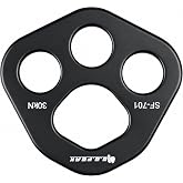 S.E.PEAK 30 kN Climbing Rigging Plate, 4-Hole Multi-Anchor Connector, Black | Forged aluminum-magnesium alloy with one 34 mm hole and three 20 mm holes for multi-anchor rigging systems.