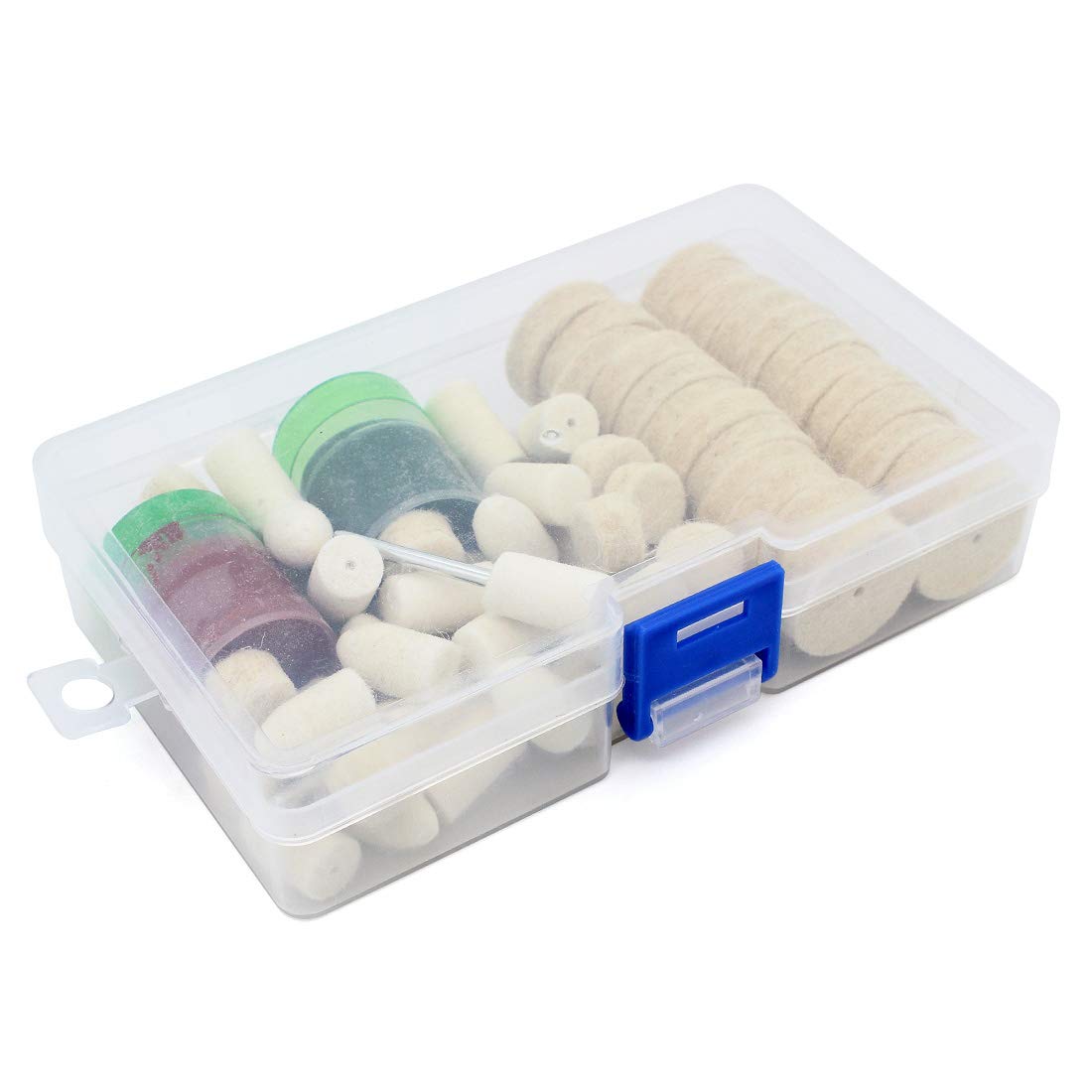 Yuhtech Wool Felt Polishing Pad Kit, 76 Pcs Polishing Pad Grinding Head Buffing Wheel for Rotary Tools