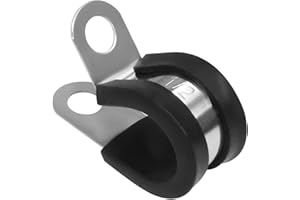 Marvexi 100Pcs 1/2" Hose Cable Clamps Stainless Steel Cable Clamp, Metal 0.5Inch R-Type Clip Cable Fastener Wire Clamp for Tu