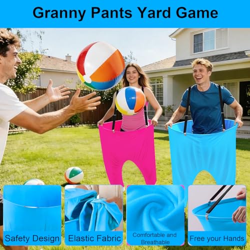 17 PCS Granny Pants Yard Game Easter Games Set, 2 Oversized Granny Pants Outdoor Games 10 Balls, 2 Air Pumps, Outdoor Tossing Games for Adults Teens Party Backyard Lawn Family Reunion Gathering