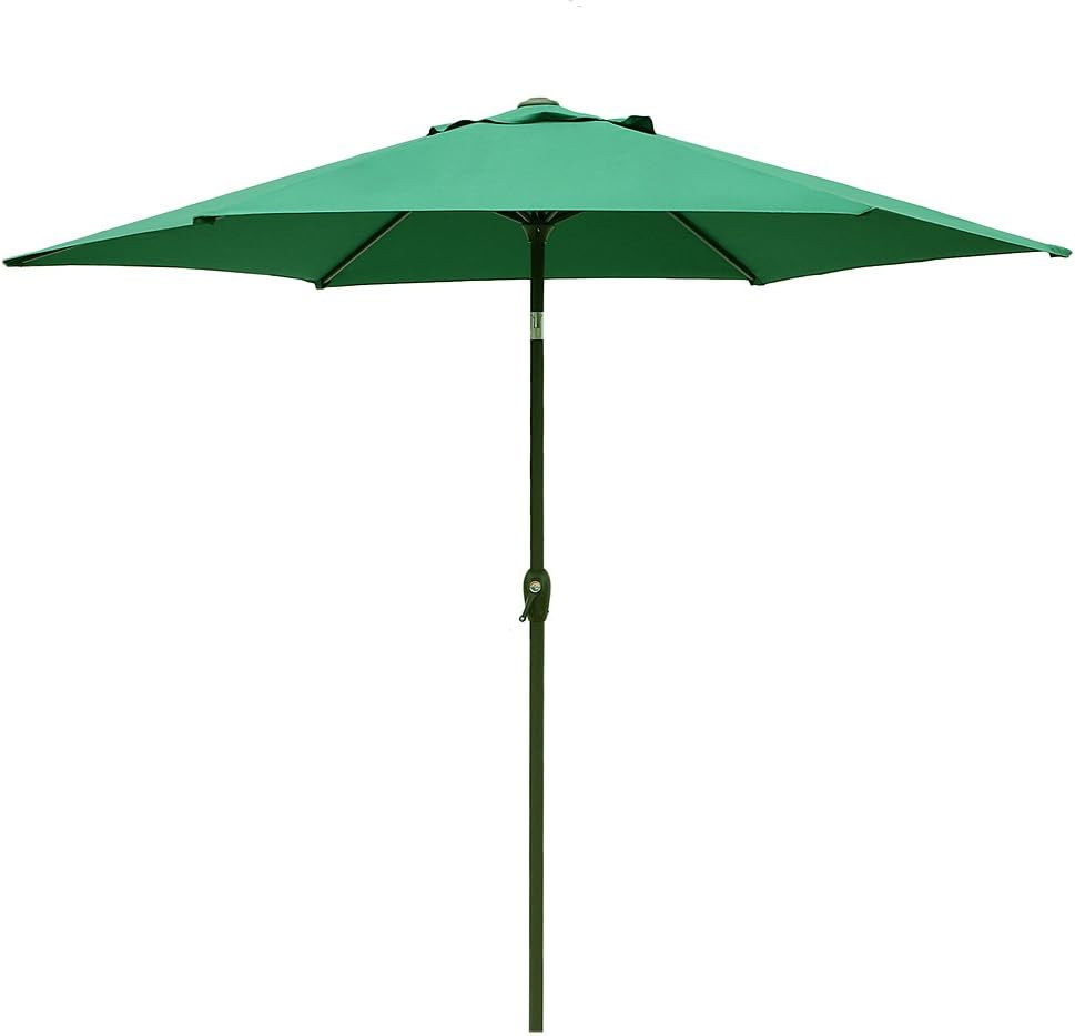 Amazon Com Le Papillon 9 Ft Outdoor Patio Umbrella Aluminum Table Market Umbrella 6 Ribs Crank Lift Push Button Tilt Green Garden Outdoor