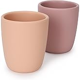 AULEGE Silicone Toddler Cup, 2 Pack BPA Free Silicone Drinking Training Cup for 6 Months+ Babies, 4 fl. oz Tiny Open Cups for Infants (Blush, Duaty Lilac