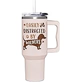 AT2Z GLOBAL Dachshund Gifts For Women, Dog Lovers - Mothers Day Gifts From Dogs - Birthday Gift For Dackel Owners - Christmas Gift for Dachshund Mom - Wiener Dogs 40oz Tumbler With Handle & Straw