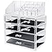 ISWEES Large Capacity Cosmetic/Makeup Organizer Transparent Acrylic Jewelry Watches Display Boxes Bathroom Storage Insert Brush Holder Case (9.2 x 5.1 x 10.8 inches)